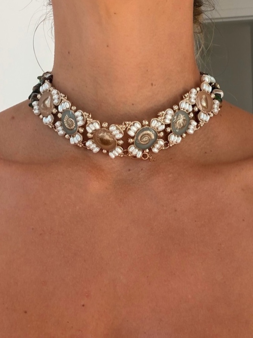 Chanel Beaded Statement Choker Necklace in Brown & Gold - Picture 14 of 14